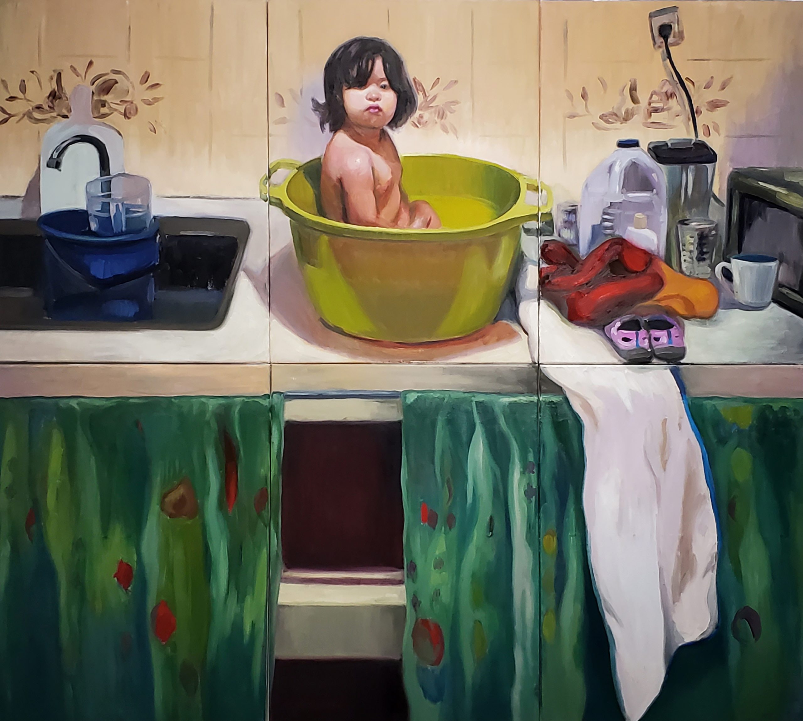 Ordonez Bath Time in Cali Colombia Oil on Canvas 36x72 1