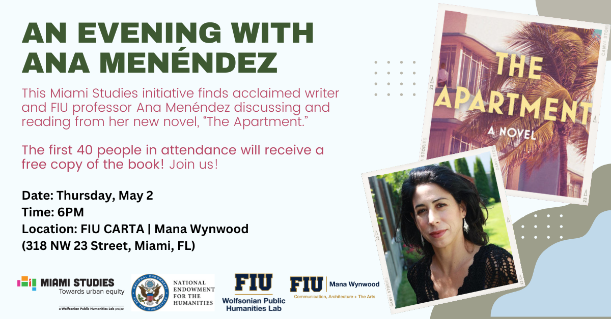 Miami Studies Reading with Ana Menendez Social Media Flyer